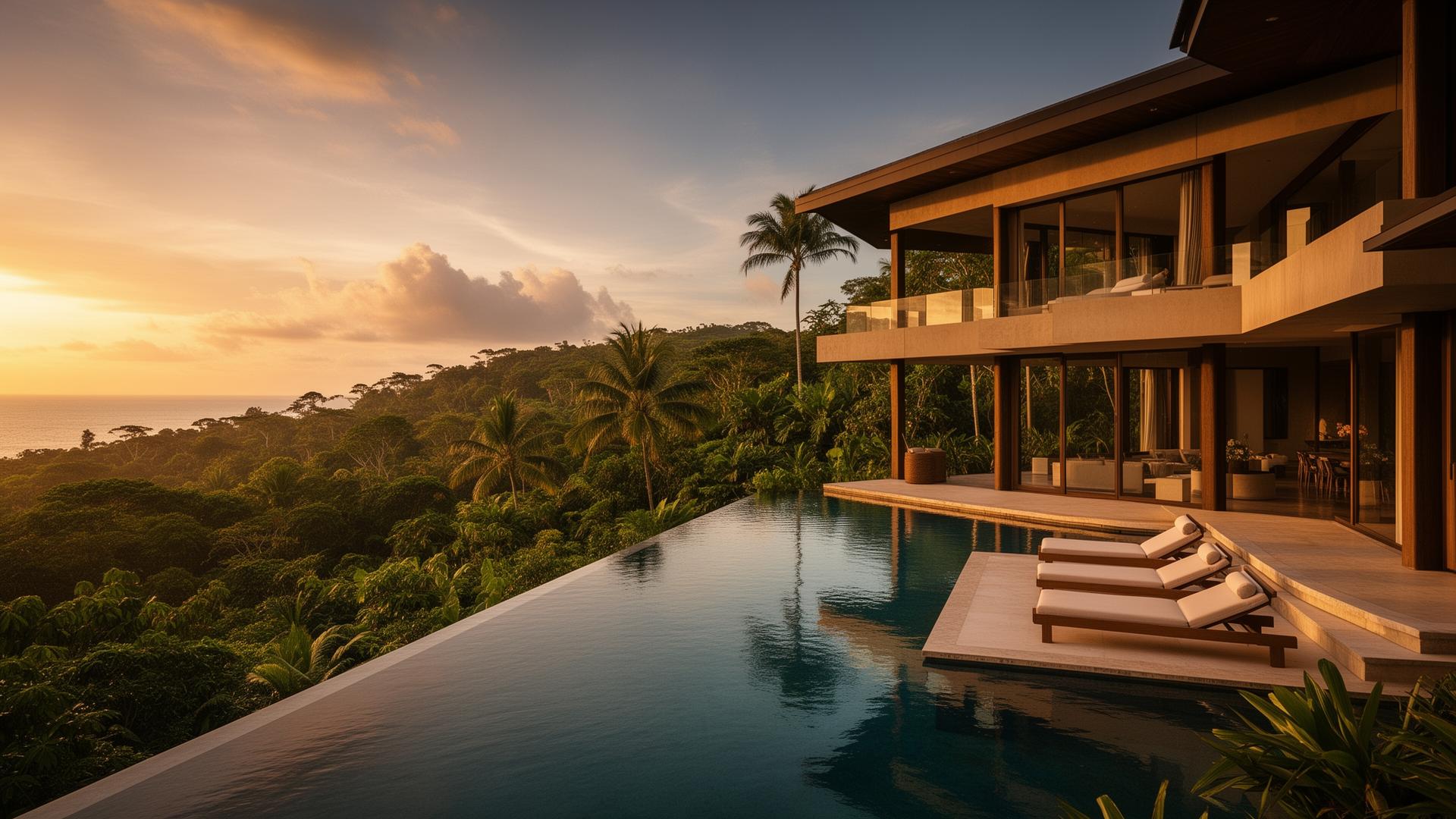 Villa de lujo en Costa Rica al atardecer